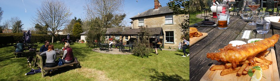 Al fresco dining at The Rose & Crown pub at Lea, nr Malmesbury, Wiltshire